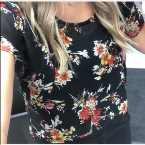Black Poppy floral sheer shirt
Lace on the bottom